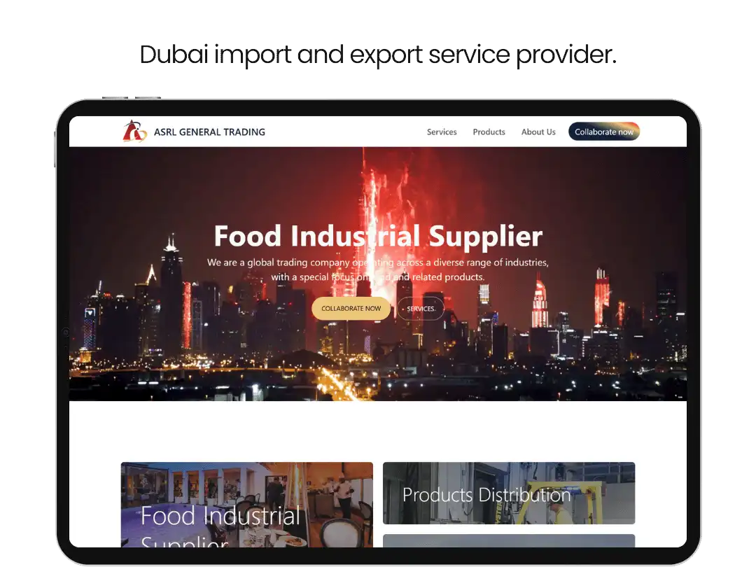 Asrl General Trading Website Development. Dubai Export Import Company